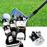 Maxbell 4Pcs Embroidered Golf Club Head Cover Driver Wood Headcover Protector Black