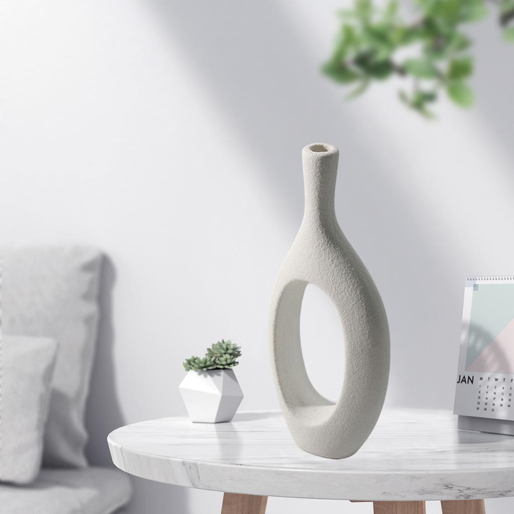 Maxbell Modern Ceramic Flower Vase for Living Room Office Desktop Flower Arrangement 27x12cm