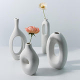 Maxbell Modern Ceramic Flower Vase for Living Room Office Desktop Flower Arrangement 24x6cm
