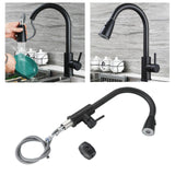 Maxbell Kitchen Sink Faucet Single Hole Pull Down Sprayer Mixer Tap Deck Mount Black Plastic Valve