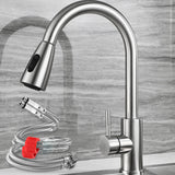 Maxbell Kitchen Sink Faucet Single Hole Pull Down Sprayer Mixer Tap Deck Mount Silver Ceramic Valve