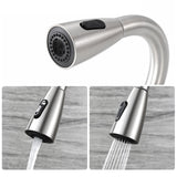 Maxbell Kitchen Sink Faucet Single Hole Pull Down Sprayer Mixer Tap Deck Mount Silver Ceramic Valve