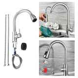 Maxbell Kitchen Sink Faucet Single Hole Pull Down Sprayer Mixer Tap Deck Mount Silver Ceramic Valve