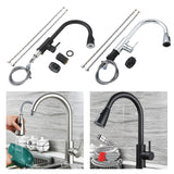 Maxbell Kitchen Sink Faucet Single Hole Pull Down Sprayer Mixer Tap Deck Mount Silver Ceramic Valve