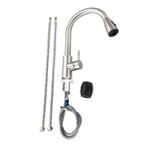 Maxbell Kitchen Sink Faucet Single Hole Pull Down Sprayer Mixer Tap Deck Mount Silver Ceramic Valve