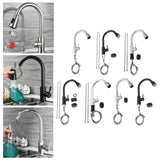 Maxbell Kitchen Sink Faucet Single Hole Pull Down Sprayer Mixer Tap Deck Mount Silver Ceramic Valve