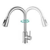 Maxbell Kitchen Sink Faucet Single Hole Pull Down Sprayer Mixer Tap Deck Mount Silver