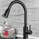 Maxbell Kitchen Sink Faucet Single Hole Pull Down Sprayer Mixer Tap Deck Mount Black Ceramic Valve