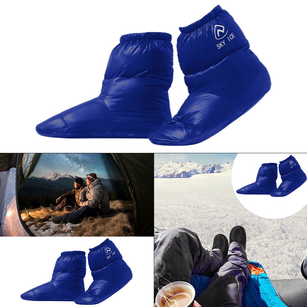 Maxbell Outdoor Camping Duck Down Slippers Sock Shoes Warmer Boot Booties Blue M