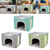 Maxbell Cat Bed with Scratch Pad Foldable House for Indoor Cats Green