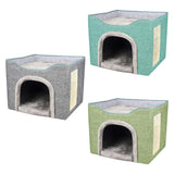 Maxbell Cat Bed with Scratch Pad Foldable House for Indoor Cats Green