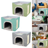 Maxbell Cat Bed with Scratch Pad Foldable House for Indoor Cats Green