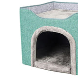 Maxbell Cat Bed with Scratch Pad Foldable House for Indoor Cats Green