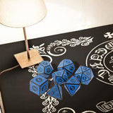 Maxbell  7 PCS Antique Acrylic Polyhedral Dice DND RPG Role Playing Game Toys Blue