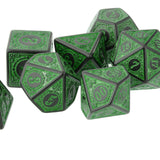 Maxbell  7 PCS Antique Acrylic Polyhedral Dice DND RPG Role Playing Game Toys Green