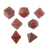 Maxbell 7 PCS Antique Acrylic Polyhedral Dice DND RPG Role Playing Game Toys Red
