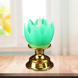 Maxbell Lotus Lamp Solemn Holy Buddhist light for Outdoor Decorative Shrine Green