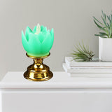 Maxbell Lotus Lamp Solemn Holy Buddhist light for Outdoor Decorative Shrine Green