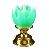 Maxbell Lotus Lamp Solemn Holy Buddhist light for Outdoor Decorative Shrine Green