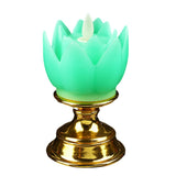 Maxbell Lotus Lamp Solemn Holy Buddhist light for Outdoor Decorative Shrine Green