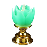 Maxbell Lotus Lamp Solemn Holy Buddhist light for Outdoor Decorative Shrine Green