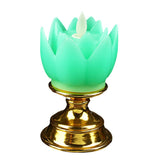 Maxbell Lotus Lamp Solemn Holy Buddhist light for Outdoor Decorative Shrine Green