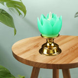 Maxbell Lotus Lamp Solemn Holy Buddhist light for Outdoor Decorative Shrine Green