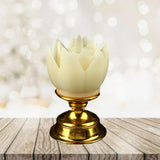 Maxbell Lotus Lamp Solemn Holy Buddhist light for Outdoor Decorative Shrine Yellow