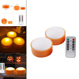 Maxbell Remote Control LED Light Pumpkin Lamp Battery Tap Mode Decorative Portable 2 Pcs