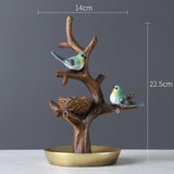 Maxbell Bird Tree Branch Jewelry Stand Bracelet Key Holder Tray Rack Tower Gold