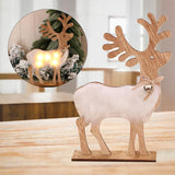 Maxbell Wooden Deer Statue Reindeer Figurines Bell Light Up Christmas Deco 17x5x30cm