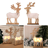 Maxbell Wooden Deer Statue Reindeer Figurines Bell Light Up Christmas Deco 17x5x30cm