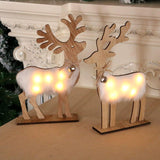 Maxbell Wooden Deer Statue Reindeer Figurines Bell Light Up Christmas Deco 17x5x30cm