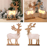 Maxbell Wooden Deer Statue Reindeer Figurines Bell Light Up Christmas Deco 17x5x30cm