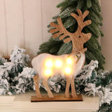 Maxbell Wooden Deer Statue Reindeer Figurines Bell Light Up Christmas Deco 17x5x30cm