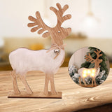 Maxbell Wooden Deer Statue Reindeer Figurines Bell Light Up Christmas Deco 17x5x30cm