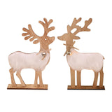 Maxbell Wooden Deer Statue Reindeer Figurines Bell Light Up Christmas Deco 17x5x30cm