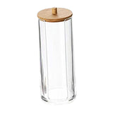 Maxbell Dispenser Floss Clear Acrylic Cotton Swabs Holder for Modern Bathroom Decor 2.95x2.95x7.68inch