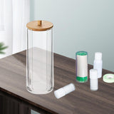 Maxbell Dispenser Floss Clear Acrylic Cotton Swabs Holder for Modern Bathroom Decor 2.95x2.95x7.68inch
