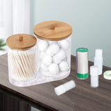 Maxbell Dispenser Floss Clear Acrylic Cotton Swabs Holder for Modern Bathroom Decor 6.3x3.62x5.31inch