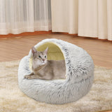 Maxbell Round Plush Pet Dog Cat Bed Fluffy Warm Calming Sleeping Kennel 50cm Gray