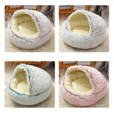 Maxbell Round Plush Pet Dog Cat Bed Fluffy Warm Calming Sleeping Kennel 50cm Gray