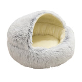 Maxbell Round Plush Pet Dog Cat Bed Fluffy Warm Calming Sleeping Kennel 50cm Gray