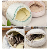 Maxbell Round Plush Pet Dog Cat Bed Fluffy Warm Calming Sleeping Kennel 50cm Gray