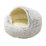 Maxbell Round Plush Pet Dog Cat Bed Fluffy Warm Calming Sleeping Kennel 50cm Gray