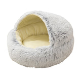 Maxbell Round Plush Pet Dog Cat Bed Fluffy Warm Calming Sleeping Kennel 50cm Gray