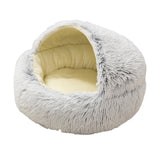 Maxbell Round Plush Pet Dog Cat Bed Fluffy Warm Calming Sleeping Kennel 50cm Gray