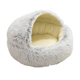 Maxbell Round Plush Pet Dog Cat Bed Fluffy Warm Calming Sleeping Kennel 50cm Gray