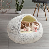 Maxbell Round Plush Pet Dog Cat Bed Fluffy Warm Calming Sleeping Kennel 50cm Gray