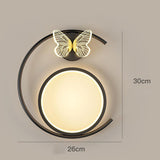 Maxbell Iron Wall Sconce Light Butterfly Lamp Light Home Corridor for Home Decor Black Left